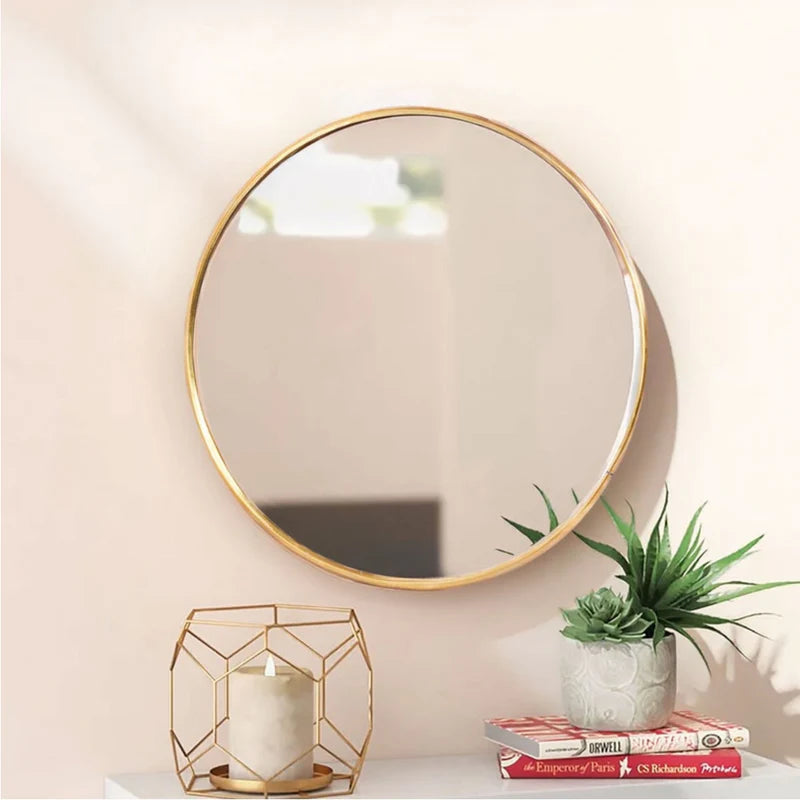 Modern Round Gold Wall Mirror Set – Luxury Metal Frame Decorative Mirrors for Living Room & Bedroom