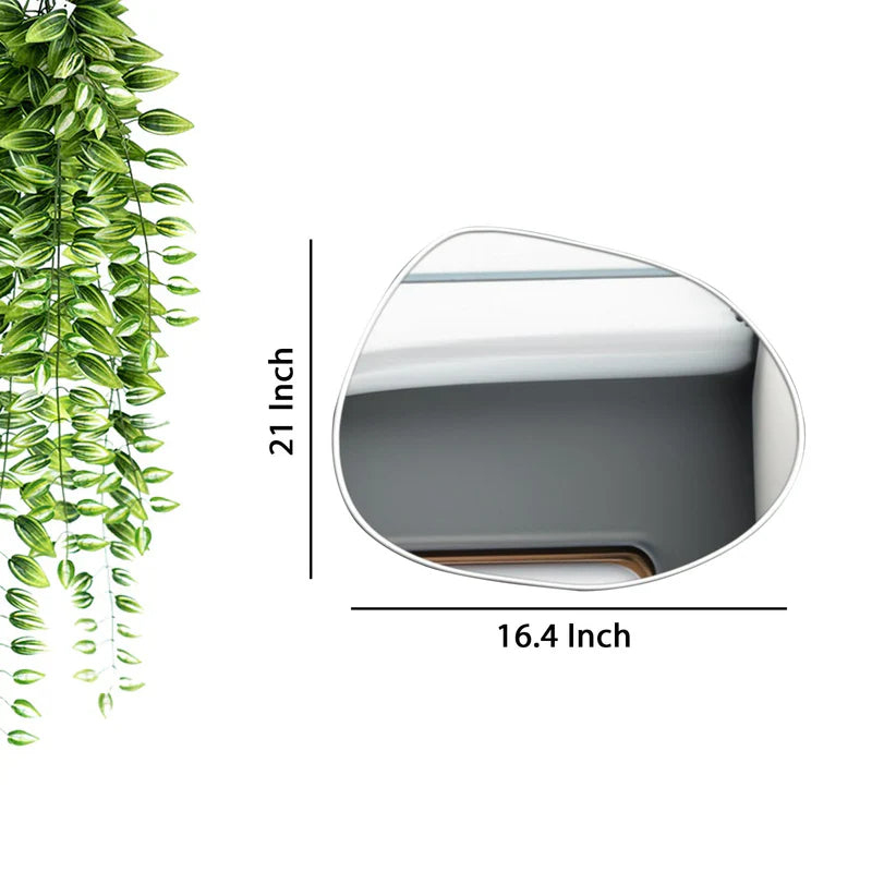 Modern Irregular Wall Mirror with White Frame – Asymmetrical Decorative Mirror for Living Room & Bedroom