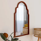 Premium European Window Style Wooden Wall Mirror – Designer Arch Mirror for Living Room & Bedroom