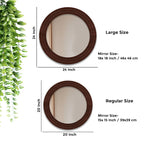 Decorative Round Wooden Wall Mirror – Premium Brown Frame Mirror for Living Room & Bedroom